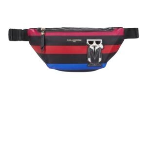 Karl Lagerfeld Paris Striped Belt Bag Logo Patch NWT